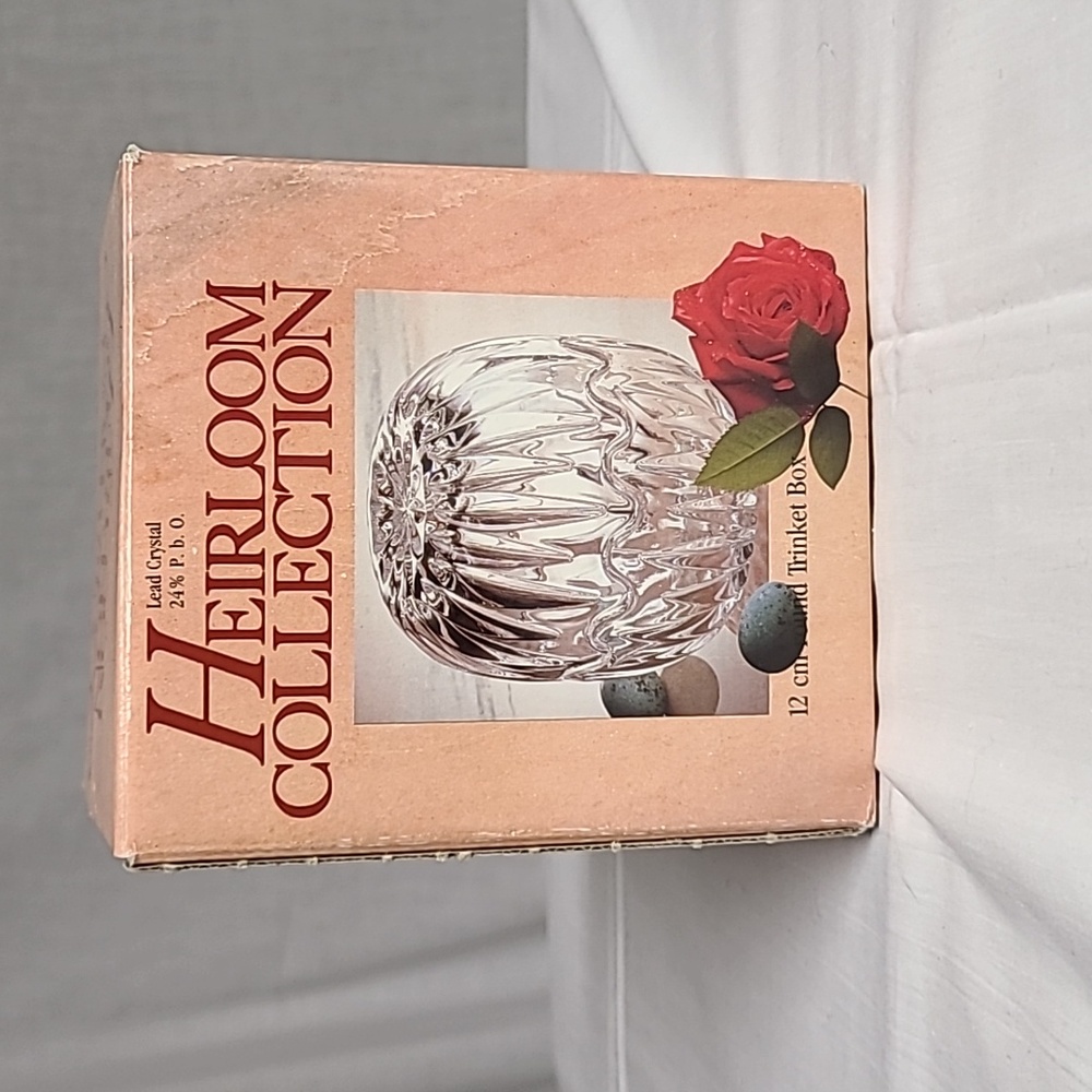 Heirloom Collection Zajecar Lead Crystal 2-pc Trinket Box Scalloped Bowls 1970s